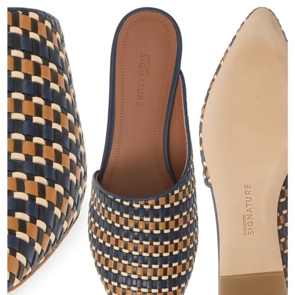 Navy and tan woven mule - Picture 9 of 14